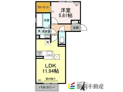 サニーハイツ(1LDK/2階)の間取り写真