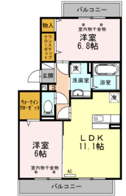 セゾン・クレールII棟(2LDK/1階)の間取り写真
