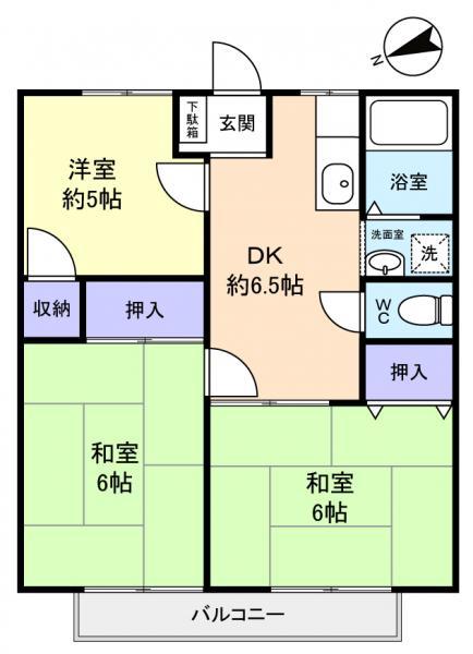 サンコーポ井野(3DK/2階)の間取り写真
