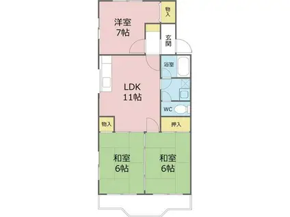 ヴィラハイツ与野(3LDK/1階)の間取り写真