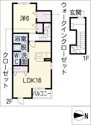 フローラルハイツI(1LDK/2階)の間取り写真