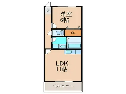 エルフレックス(1LDK/2階)の間取り写真