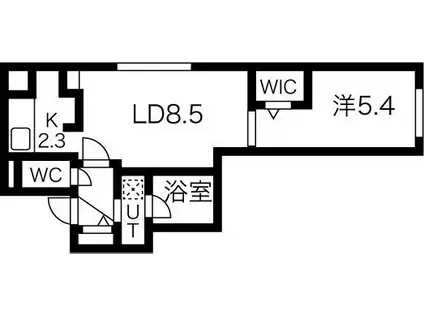 リヴィエラ南郷(1LDK/3階)の間取り写真