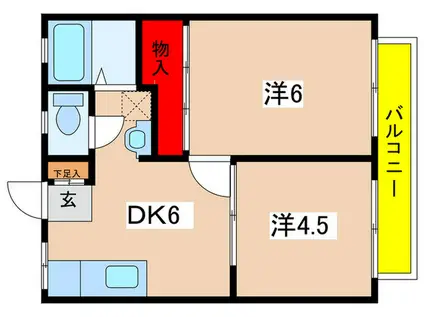 メゾン三田(2DK/2階)の間取り写真