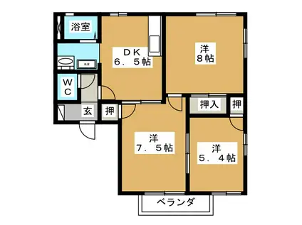 スリーゼ A(3DK/1階)の間取り写真