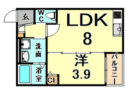 CASA BRILLAR(1LDK/1階)の間取り写真