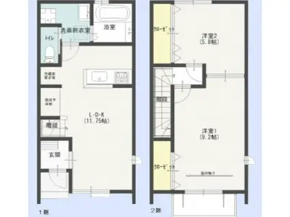 プリエ アースリズム(2LDK/1階)の間取り写真