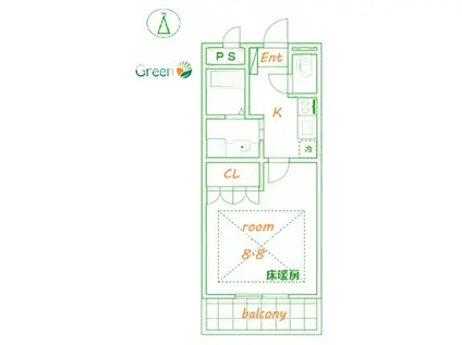 サンガーデン(1K/3階)の間取り写真