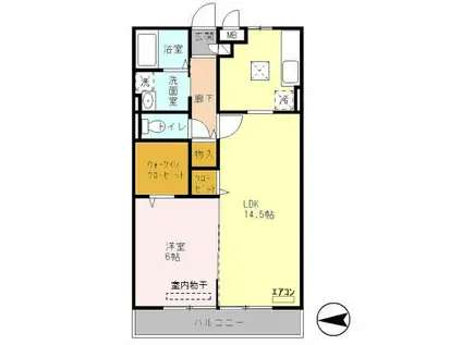 レジデンスSK(1LDK/1階)の間取り写真