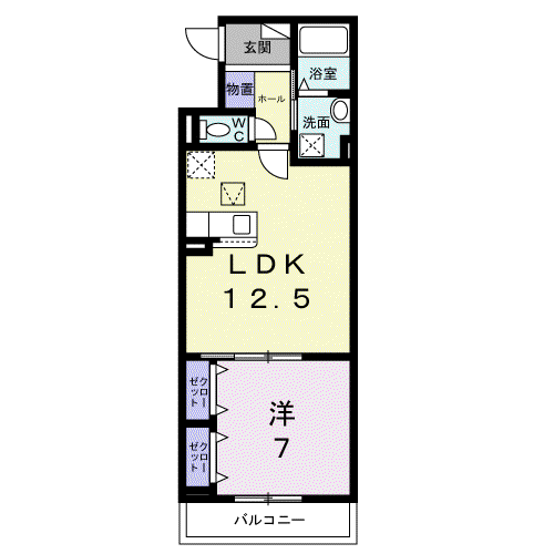 ヒカルサ尼崎神崎町(1LDK/1階)の間取り写真