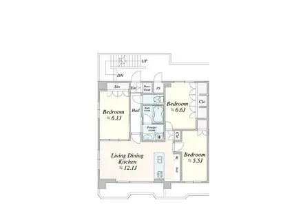 TIMELESS麻布十番(3LDK/7階)の間取り写真