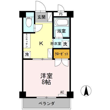大安寺マンション(1K/3階)の間取り写真