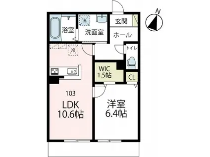 プレシャス北矢名(1LDK/1階)の間取り写真