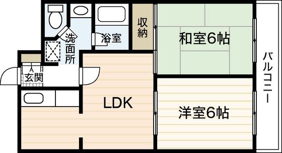 和光銀山レジデンス(2DK/4階)の間取り写真