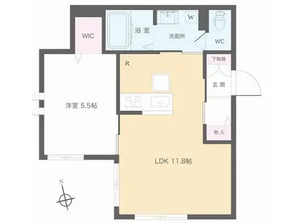 シャーメゾンプレイス(1LDK/1階)の間取り写真