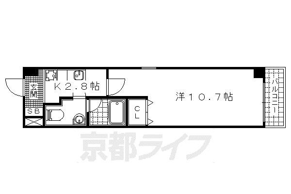 アマルフィ山科(1K/2階)の間取り写真