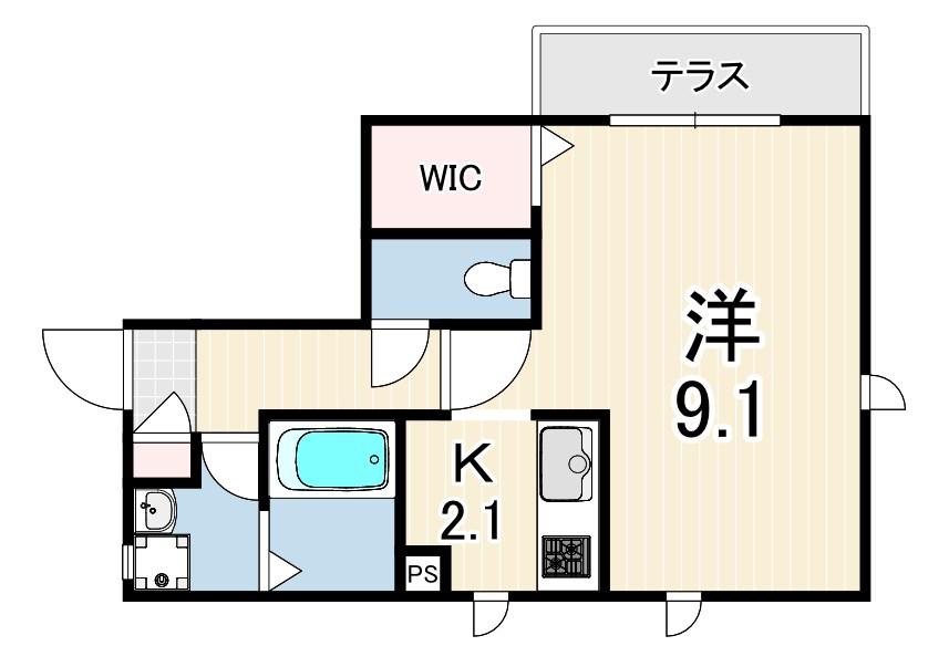 エスコート山根(1K/1階)の間取り写真