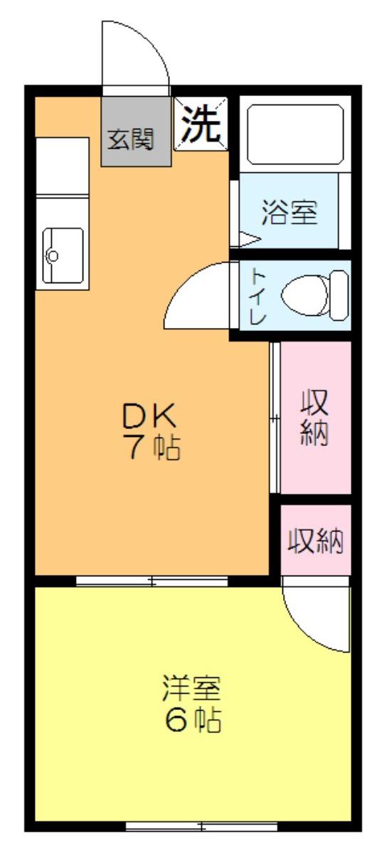 サンライズアパートメントA棟(1DK/1階)の間取り写真