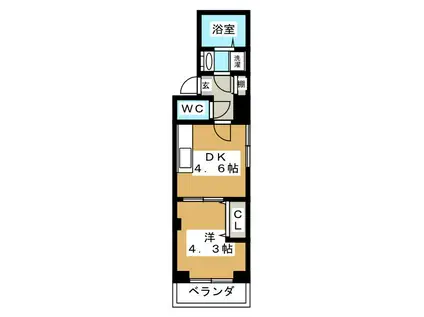 リエート(1DK/3階)の間取り写真