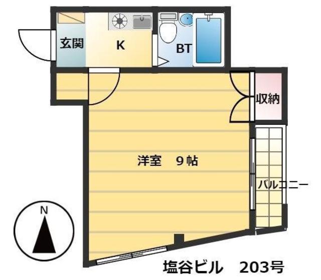 塩谷ビル(1K/3階)の間取り写真