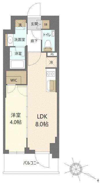 デュオステージ浦和岸町(1LDK/4階)の間取り写真