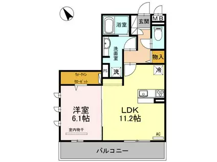マジェスティサザンII棟(1LDK/2階)の間取り写真