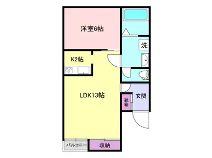 メゾンオンプレイスB(1LDK/2階)の間取り写真