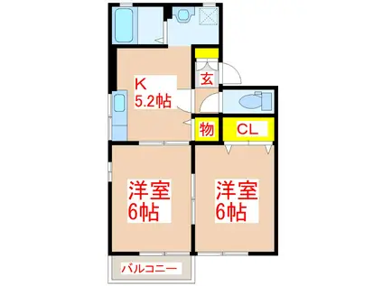 セジュールリーフ(2K/1階)の間取り写真