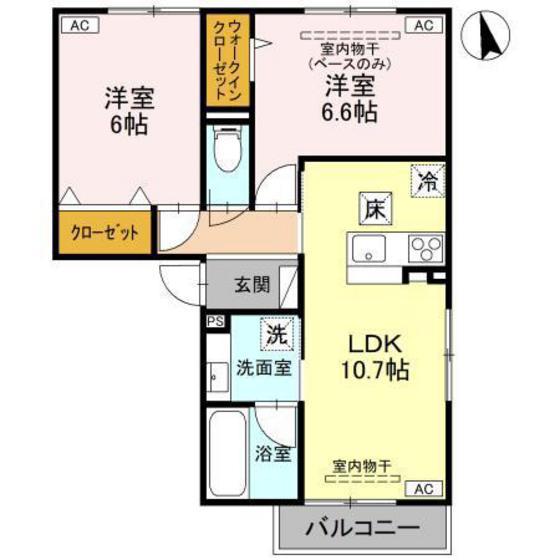 パチオーリ弥生町(2LDK/1階)の間取り写真