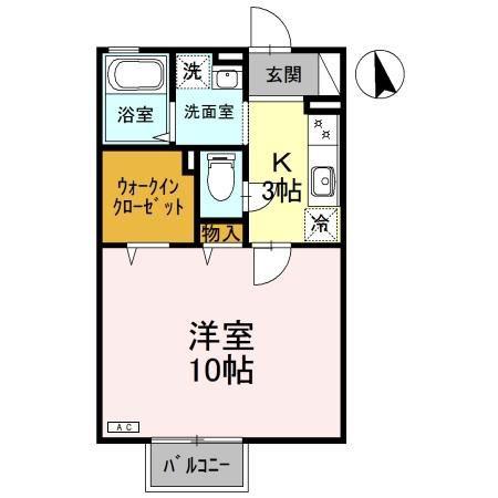 グランドソレイユ(1K/1階)の間取り写真