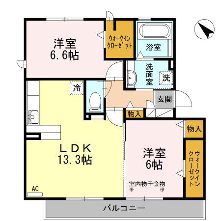 遠州鉄道 浜北駅 徒歩9分 3階建 築11年(2LDK/2階)の間取り写真