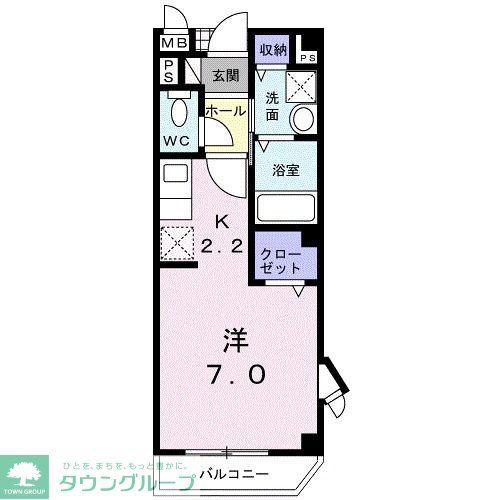 グランデ・パラーシオ(ワンルーム/2階)の間取り写真