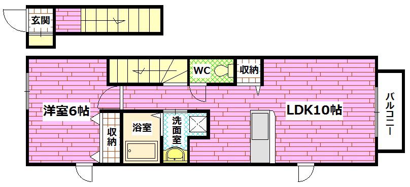 カーサヴェルノI(1LDK/2階)の間取り写真