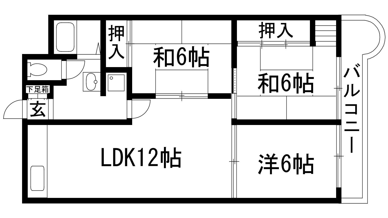 東朋第一マンション(3LDK/5階)の間取り写真
