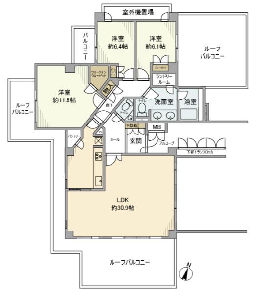 パークハウス・ジオ六番町(3LDK/5階)の間取り写真