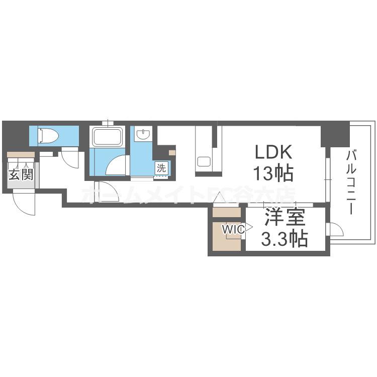 SUNREGIS NAMBA(1LDK/11階)の間取り写真