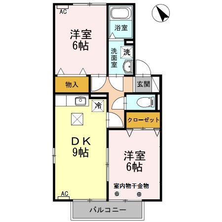 ソフィアA(2DK/1階)の間取り写真