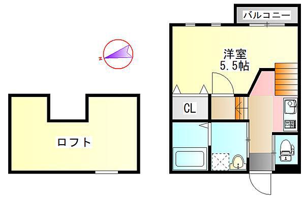 CREO浄心(1K/2階)の間取り写真