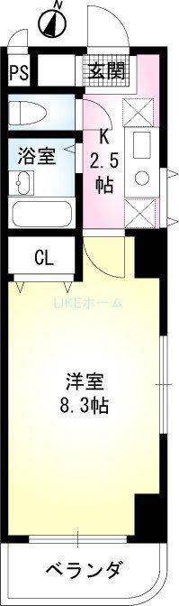 第12中央ビル(1K/6階)の間取り写真