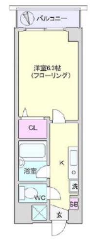 WITH 2 IN 1(1K/3階)の間取り写真