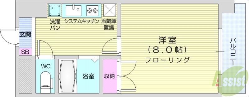 グラン・ドミール燕沢(1K/6階)の間取り写真