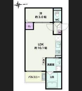 JACK MOTOSHIBATAHIGASHIII(1LDK/1階)の間取り写真