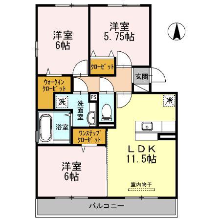ぷらたなすIII(3LDK/2階)の間取り写真