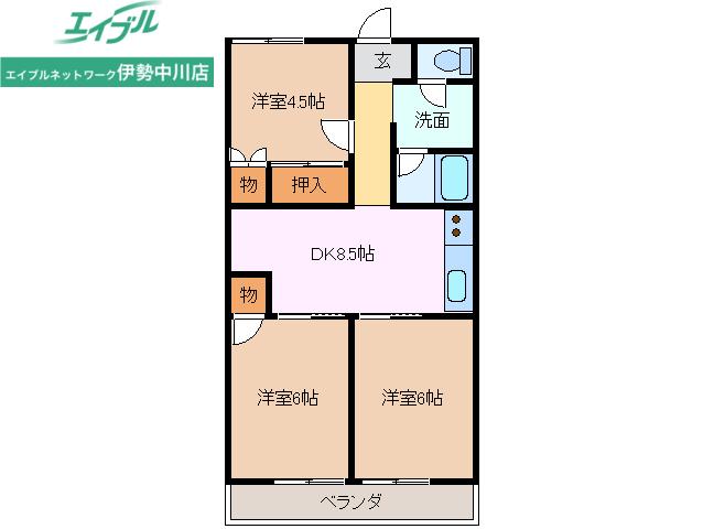 コーポ旭(3DK/2階)の間取り写真