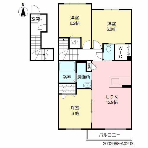 スリーゼIII棟(3LDK/2階)の間取り写真