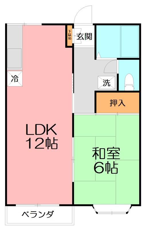 カサブランカA(1LDK/2階)の間取り写真