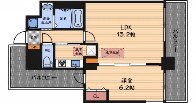 CUORE(1LDK/8階)の間取り写真