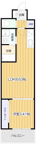 アーバンパーク新大阪(1LDK/9階)の間取り写真