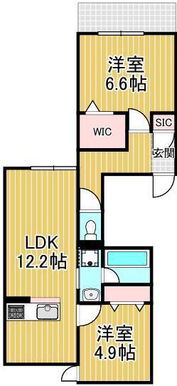 セレスティア東保木間II(2LDK/1階)の間取り写真