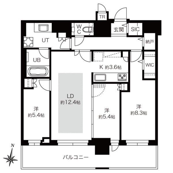 ONE札幌ステーションタワー(3LDK/8階)の間取り写真
